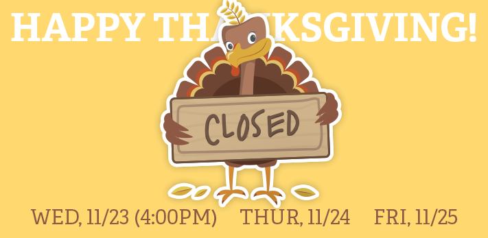 Closed - Happy thanksgiving from rising sun pools