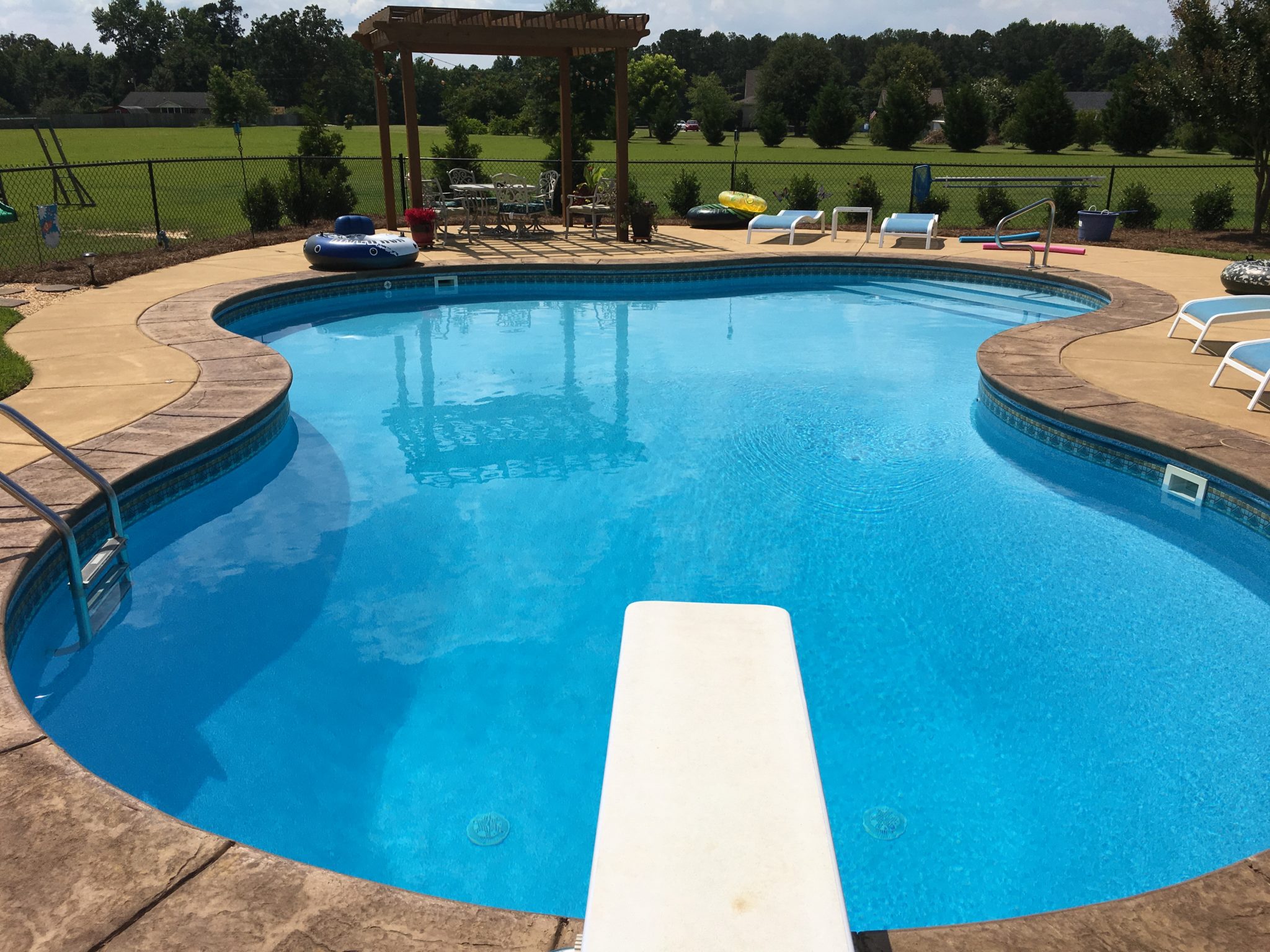 Rising sun pools and spas backyard pool with diving board